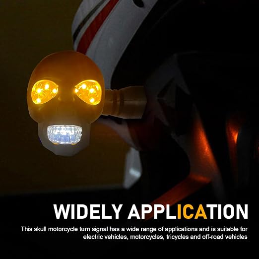 2PCS LED Skull Motorcycle Turn Signal Lights – Waterproof 10mm Blinkers