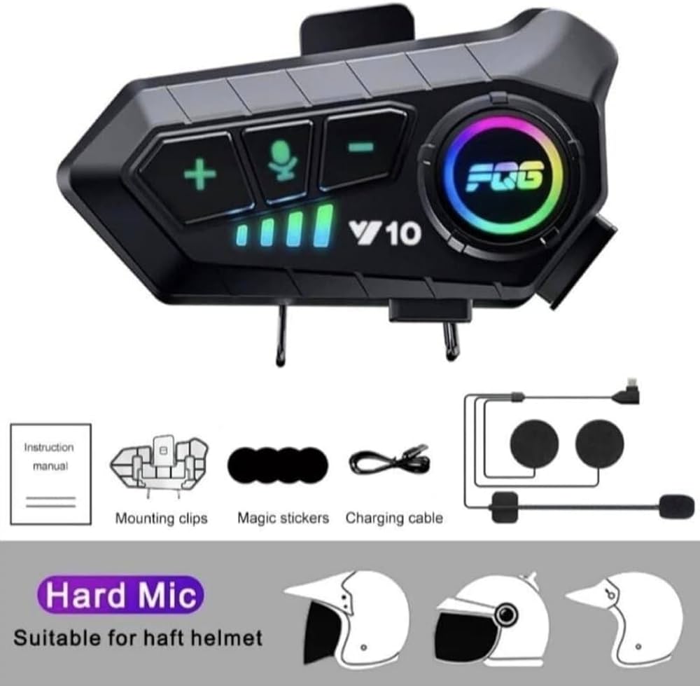 Y10 Motorcycle Helmet Bluetooth Headset – Wireless Intercom & Voice Control