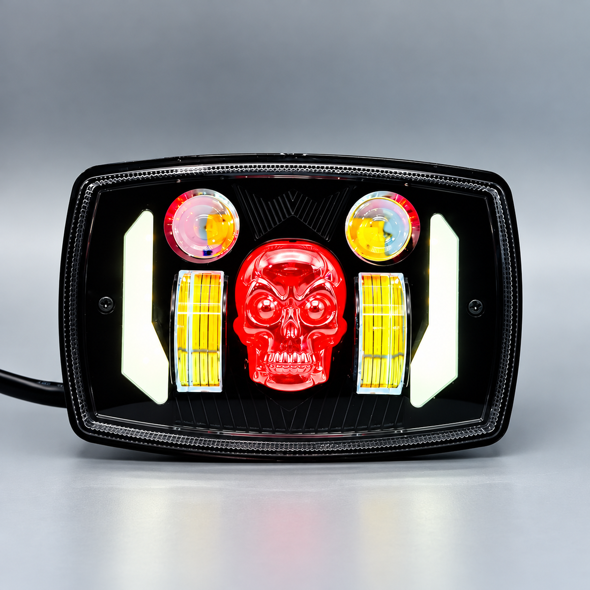 Premium Skull Headlamp for Honda CD70 & CG125 – Red Skull DRL