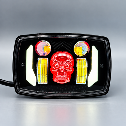 Premium Skull Headlamp for Honda CD70 & CG125 – Red Skull DRL