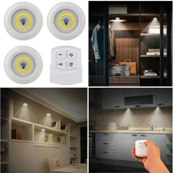 3-Pack Remote Control LED Tap Lights