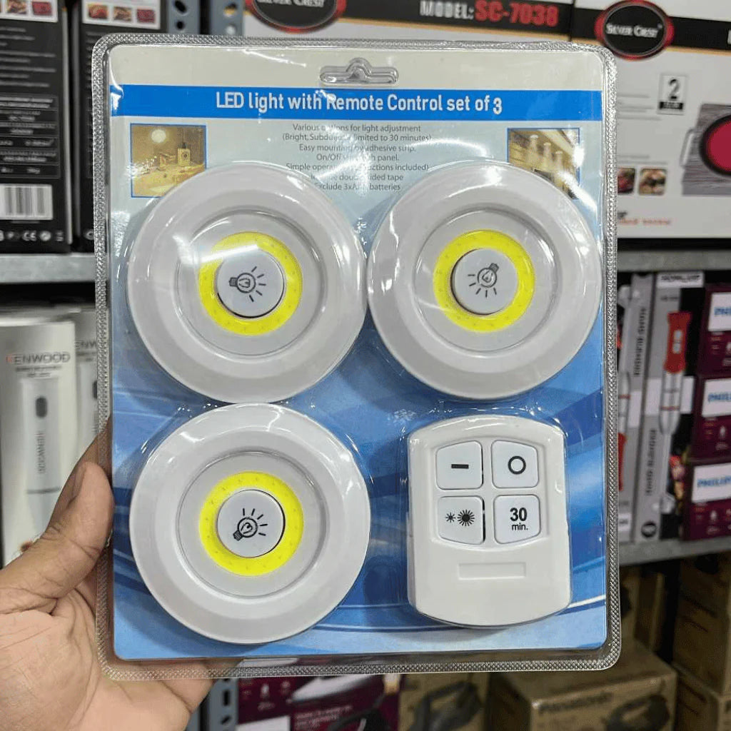 3-Pack Remote Control LED Tap Lights