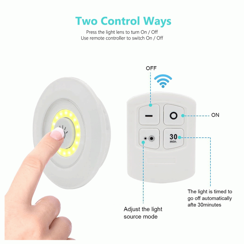 3-Pack Remote Control LED Tap Lights