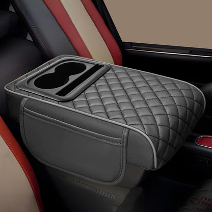 Universal Car Armrest Cushion with Cup Holder & Storage Box