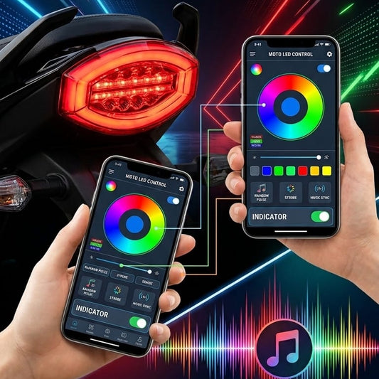Smart RGB LED Backlight Indicator for 125cc Bikes | Bluetooth App Control Multi-Color Tail Light
