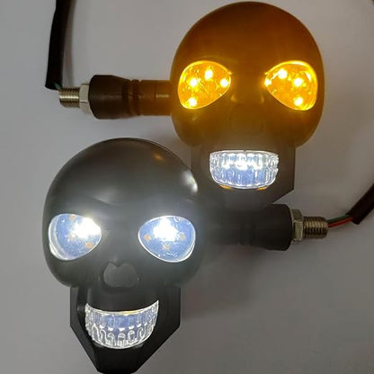 2PCS LED Skull Motorcycle Turn Signal Lights – Waterproof 10mm Blinkers