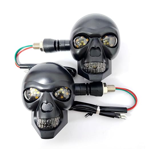 2PCS LED Skull Motorcycle Turn Signal Lights – Waterproof 10mm Blinkers