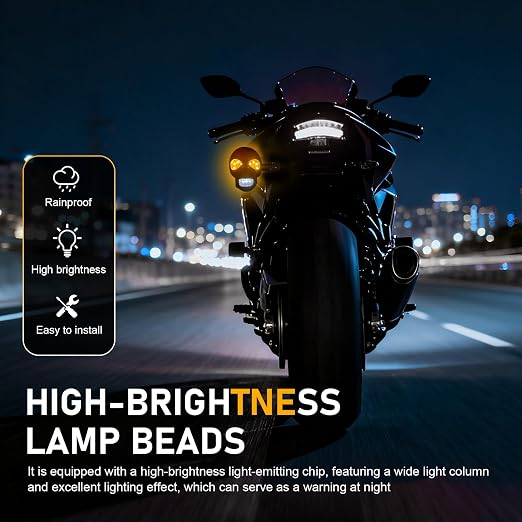 2PCS LED Skull Motorcycle Turn Signal Lights – Waterproof 10mm Blinkers