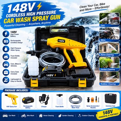 148V Cordless High Pressure Car Wash Spray Gun