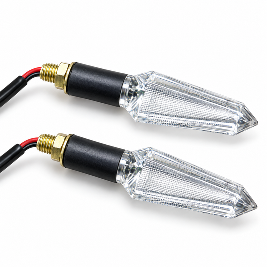 Universal Clear LED Motorcycle Indicators – Arrow Style Turn Signal Lights (Pair)