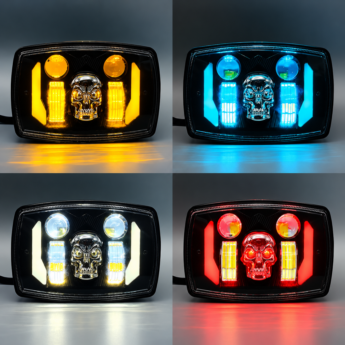 Premium Skull Headlamp for Honda CD70 & CG125 – Red Skull DRL