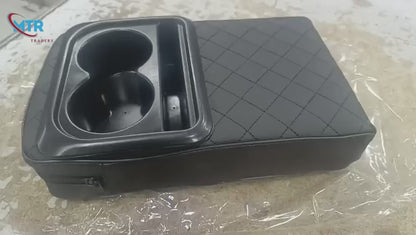 Universal Car Armrest Cushion with Cup Holder & Storage Box